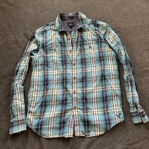 American Eagle Outfitters Blue and Green Plaid Shirt